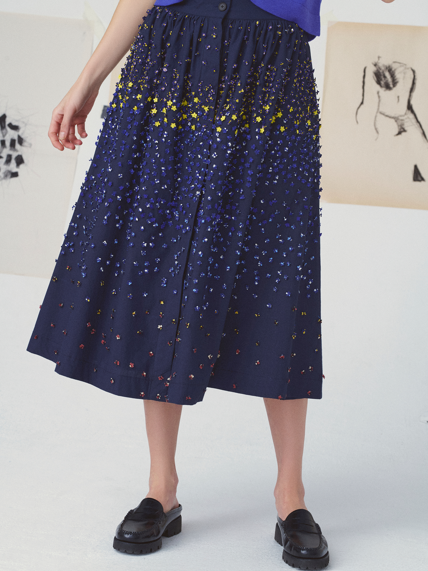 skirt-mona-impressionnisme-marineblue