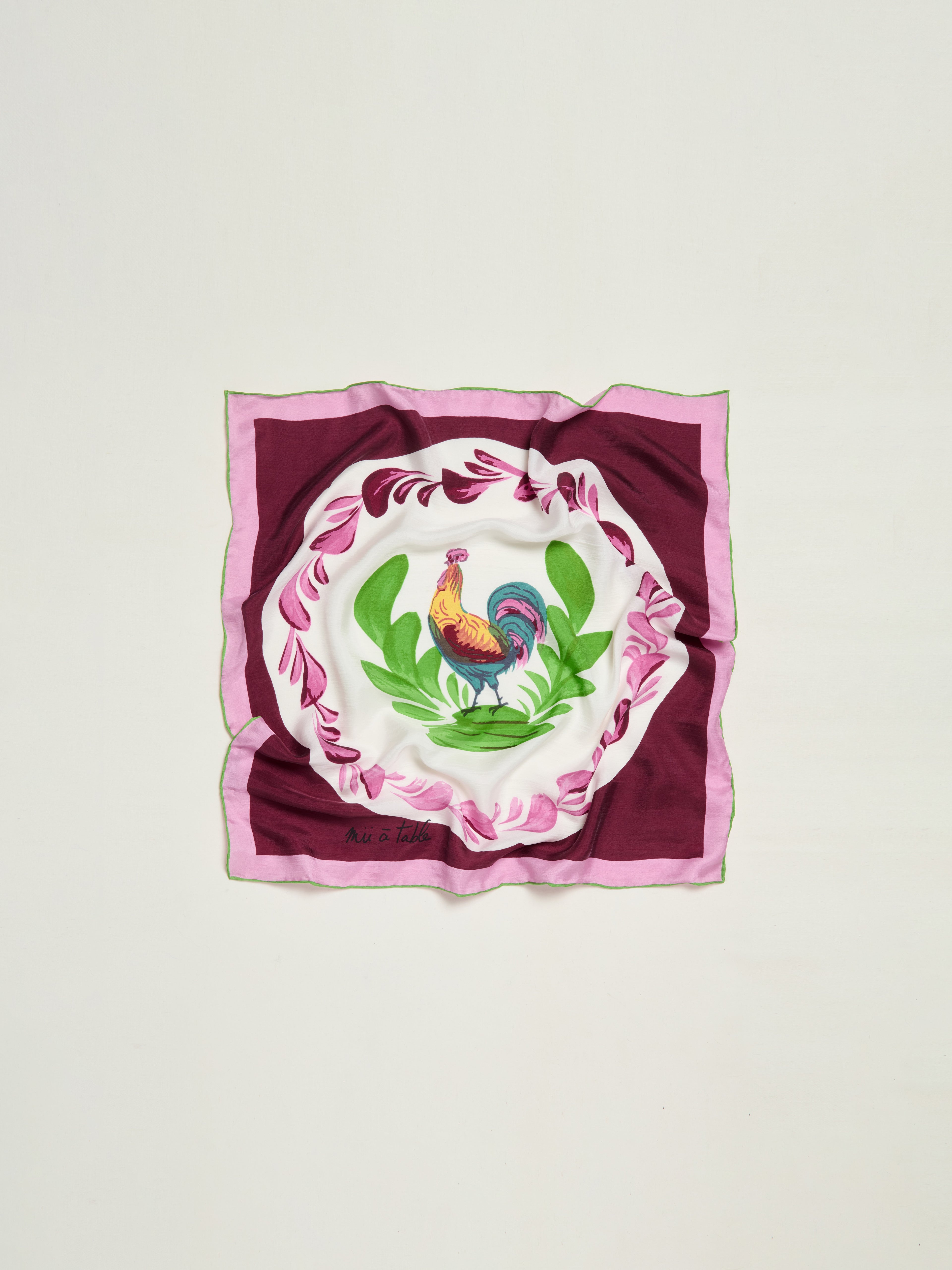 SILK SCARF 65 - ROOSTER PLATE