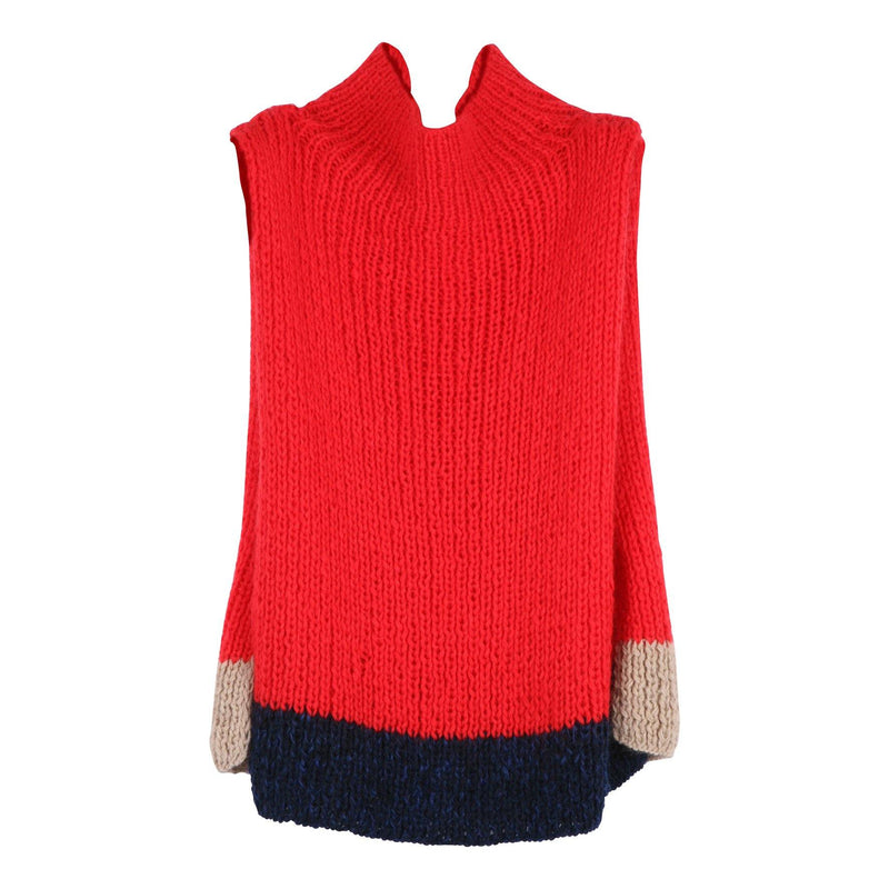  Neeno Solid Pointelle Knit Sweater (Color : Red, Size